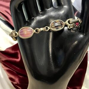 🎉Sarah Coventry Silver Chain-Link and Stone Bracelet